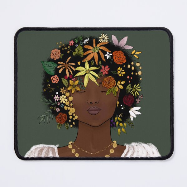 Item preview, Elegant Flowered Afro version 2 Green Back designed and sold by ClearAndHappy.
