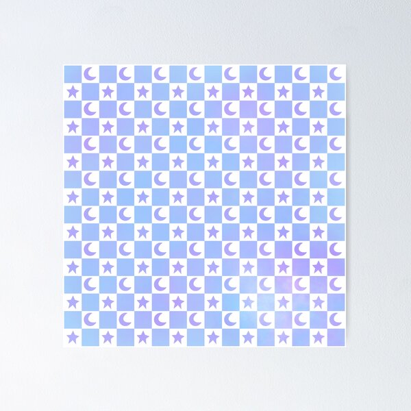 Item preview, Blue and Purple Checkered Pattern with Stars and Moons designed and sold by SMillustrations.