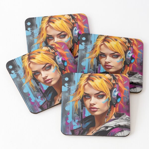 Item preview, Elegant yellow haired cyberpunk female model designed and sold by auntpeg.