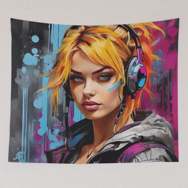 Item preview, Elegant yellow haired cyberpunk female model designed and sold by auntpeg.