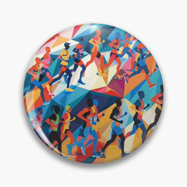Item preview, Runners powering through course geometric patterns  Active Outdoors Inspired Art designed and sold by CDC40.
