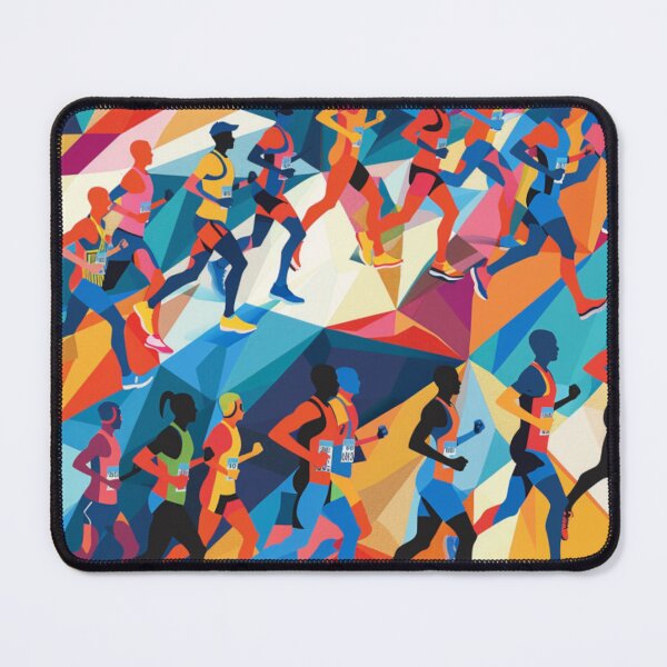Item preview, Runners powering through course geometric patterns Active Outdoors Inspired Art designed and sold by CDC40.