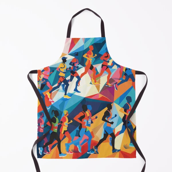 Item preview, Runners powering through course geometric patterns Active Outdoors Inspired Art designed and sold by CDC40.