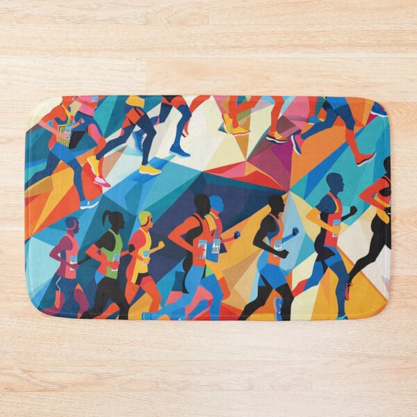 Item preview, Runners powering through course geometric patterns  Active Outdoors Inspired Art designed and sold by CDC40.