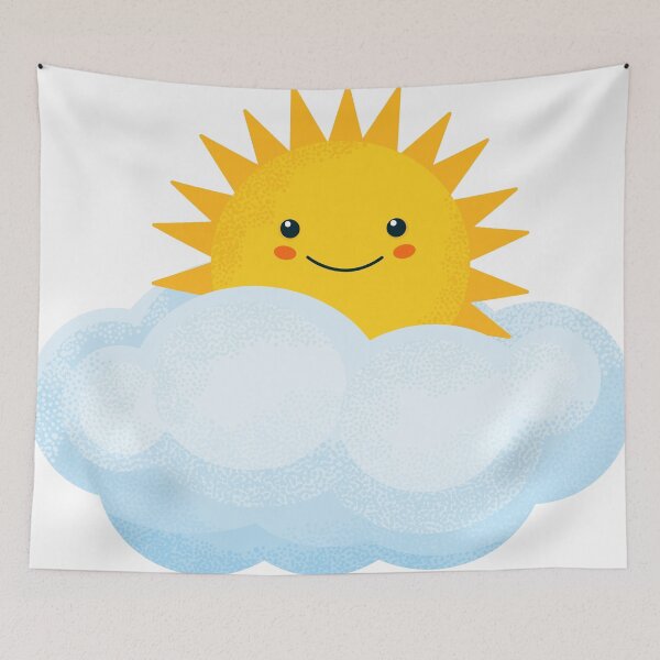 Item preview, The sun is hiding in a cloud. Joyful happy sun in cartoon style for design prints, t-shirts and patterns for kids designed and sold by Eridanka.