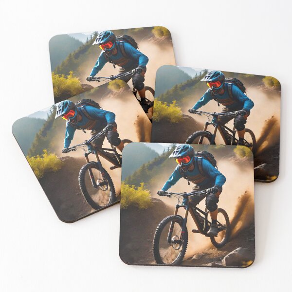 Item preview, Trailblazing Descent: Mountain Biker Kicking Up Dust designed and sold by GrizzlyCollective.