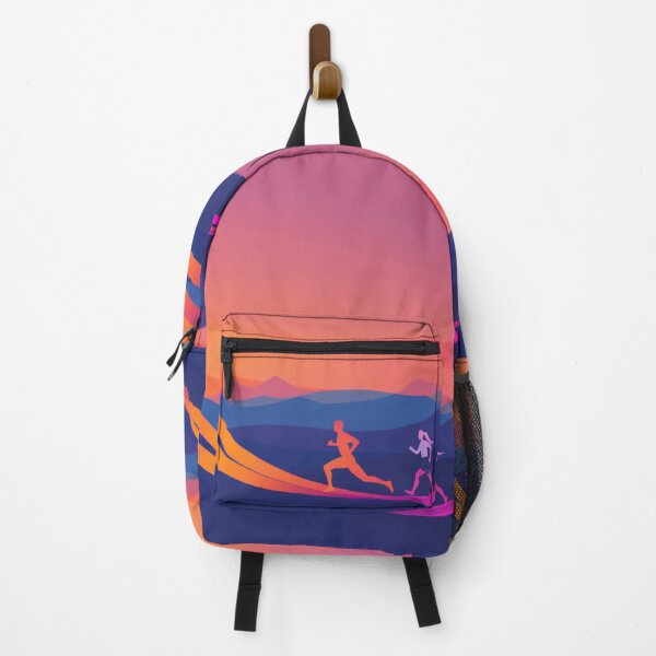 Item preview, Sunset gradient backdrop runners crossing finish line Active Outdoors Inspired Art designed and sold by CDC40.