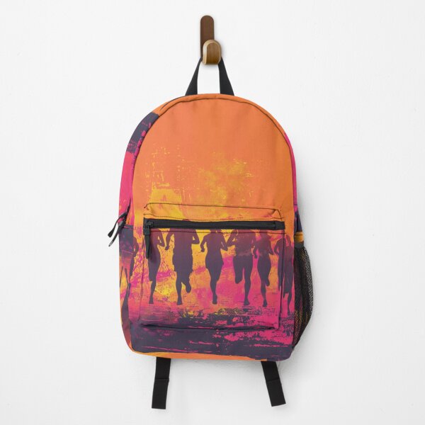 Item preview, Sunset gradient backdrop runners crossing finish line Active Outdoors Inspired Art designed and sold by CDC40.