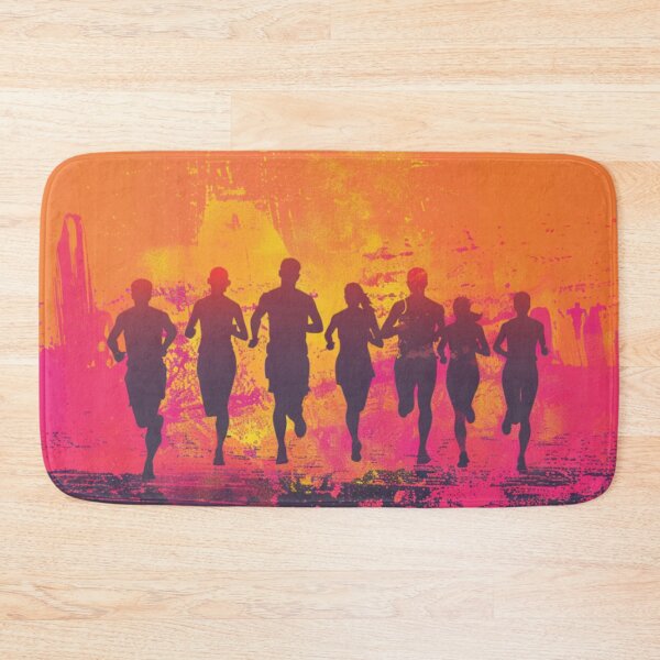 Item preview, Sunset gradient backdrop runners crossing finish line Active Outdoors Inspired Art designed and sold by CDC40.
