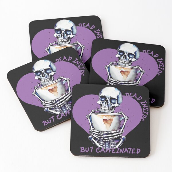 Item preview, Dead Inside But Caffeinated funny gifts skull coffee Funny gifts for Halloween Skull Time  designed and sold by MatthewViews.