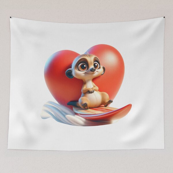 Item preview, Amorous Ocean Adventure - Meerkat Surfing on Heart Wave designed and sold by vk09.