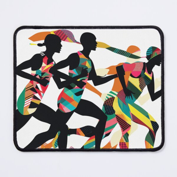 Item preview, Runners powering through course geometric patterns Active Outdoors Inspired Art designed and sold by CDC40.