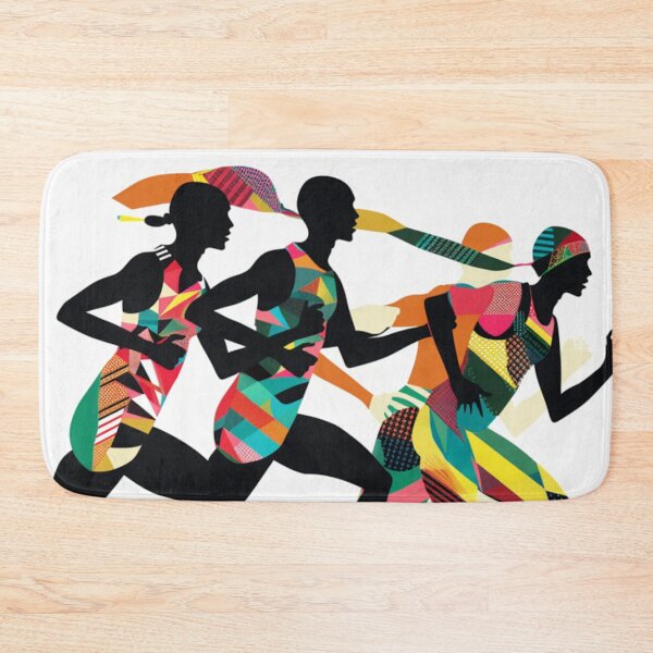 Item preview, Runners powering through course geometric patterns Active Outdoors Inspired Art designed and sold by CDC40.