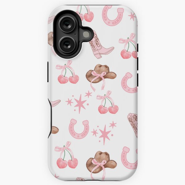 Item preview, cowgirl bow iphone case | cowgirl bows cherries iphone | pink cowgirl design designed and sold by Samantha Barrera.