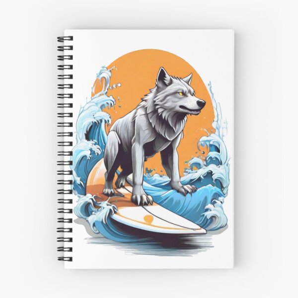Item preview, lobo surfeando sobre las olas designed and sold by Karaz's Animal Kingdom.