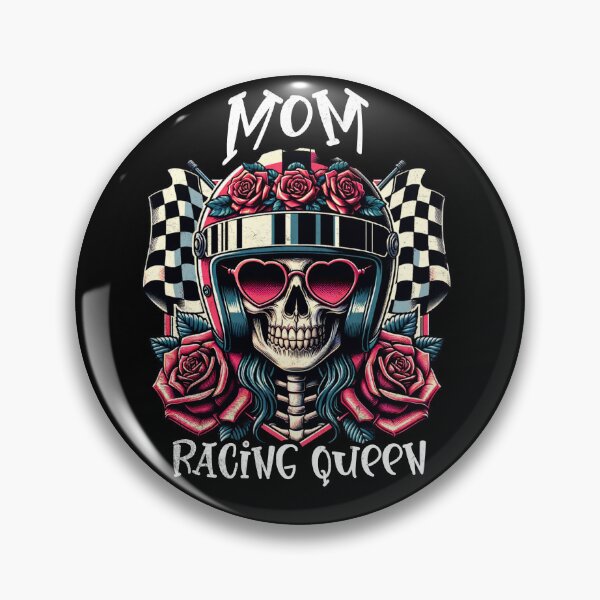 Item preview, Mom Racing Queen Checkered Flag Floral Skeleton Cars Motorcycle Racer Mama Mother Mothers Day designed and sold by CarantinedChaos.