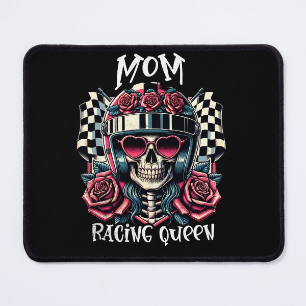 Item preview, Mom Racing Queen Checkered Flag Floral Skeleton Cars Motorcycle Racer Mama Mother Mothers Day designed and sold by CarantinedChaos.