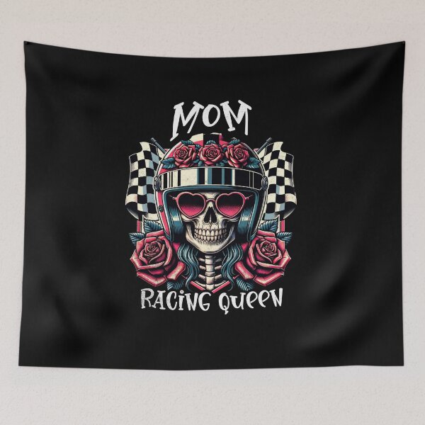Item preview, Mom Racing Queen Checkered Flag Floral Skeleton Cars Motorcycle Racer Mama Mother Mothers Day designed and sold by CarantinedChaos.