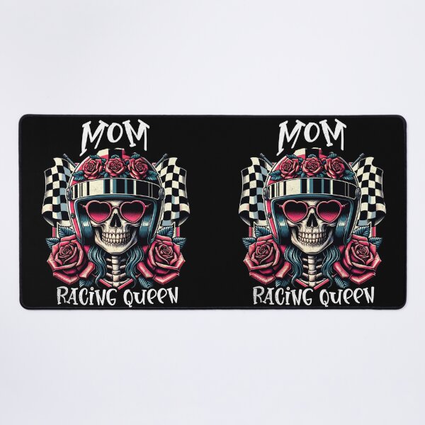 Item preview, Mom Racing Queen Checkered Flag Floral Skeleton Cars Motorcycle Racer Mama Mother Mothers Day designed and sold by CarantinedChaos.