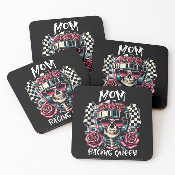 Item preview, Mom Racing Queen Checkered Flag Floral Skeleton Cars Motorcycle Racer Mama Mother Mothers Day designed and sold by CarantinedChaos.