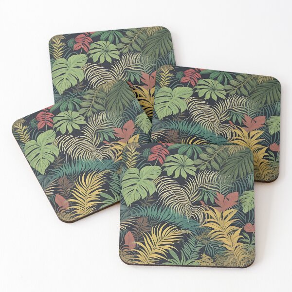 Item preview, Exotic jungle pattern palm leaves in various shades of green jungle designed and sold by Frostquest.