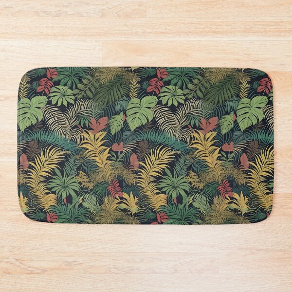 Item preview, Exotic jungle pattern palm leaves in various shades of green jungle designed and sold by Frostquest.