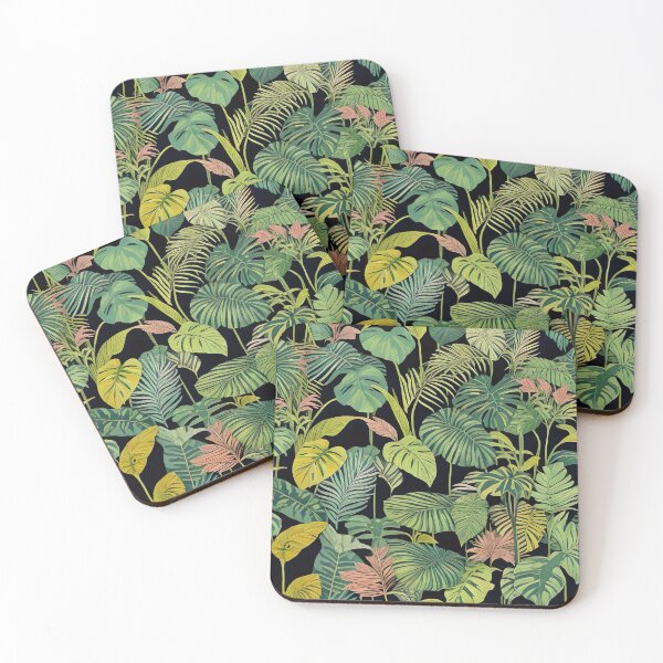 Item preview, Exotic jungle pattern palm leaves in various shades of green jungle designed and sold by Frostquest.