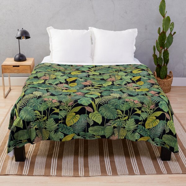 Item preview, Exotic jungle pattern palm leaves in various shades of green jungle designed and sold by Frostquest.