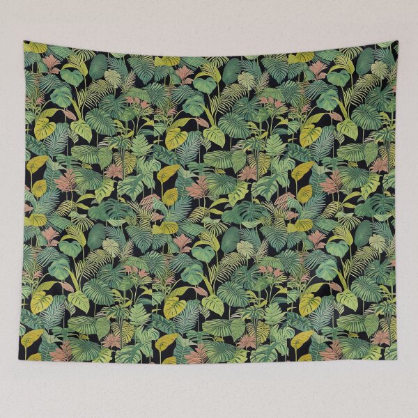 Item preview, Exotic jungle pattern palm leaves in various shades of green jungle designed and sold by Frostquest.