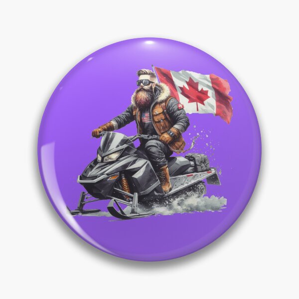 Artikelvorschau, Robuster Mann auf einem Schneemobil mit kanadischer Flagge, entworfen und verkauft von PaintMeWorld.