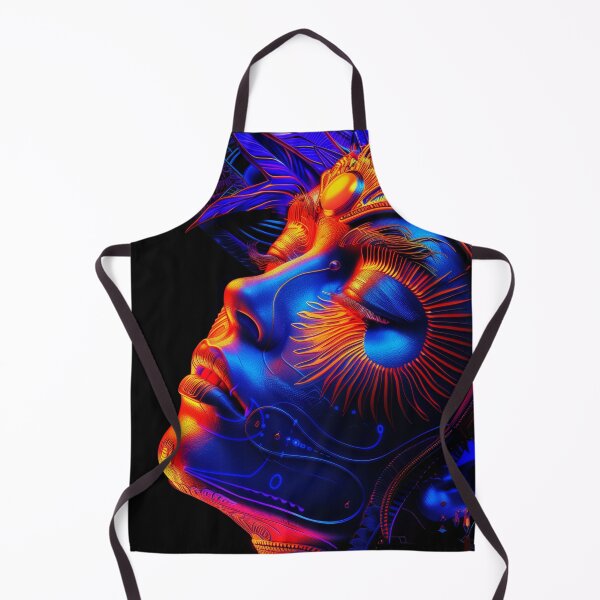 Item preview, Enchanting Blacklight Neon Portrait of Indian Woman with Ornate Headdress designed and sold by Mystikos Art.