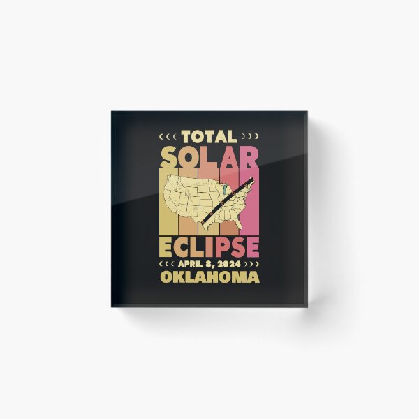 Item preview, Oklahoma Total Solar Eclipse with MAP - in Sun Hues 2024 April 8 designed and sold by EmeraldeaArt.
