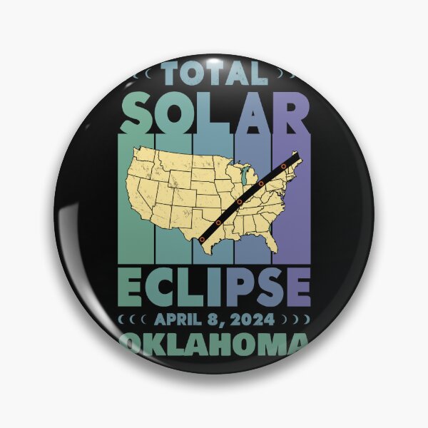 Item preview, Oklahoma Total Solar Eclipse with MAP - in Green and Blue Hues 2024 April 8 designed and sold by EmeraldeaArt.