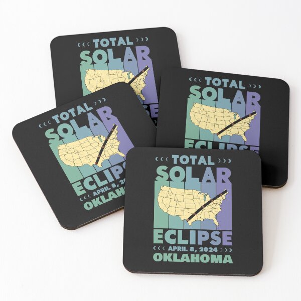 Item preview, Oklahoma Total Solar Eclipse with MAP - in Green and Blue Hues 2024 April 8 designed and sold by EmeraldeaArt.