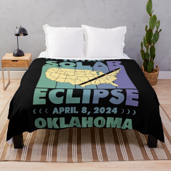 Item preview, Oklahoma Total Solar Eclipse with MAP - in Green and Blue Hues 2024 April 8 designed and sold by EmeraldeaArt.