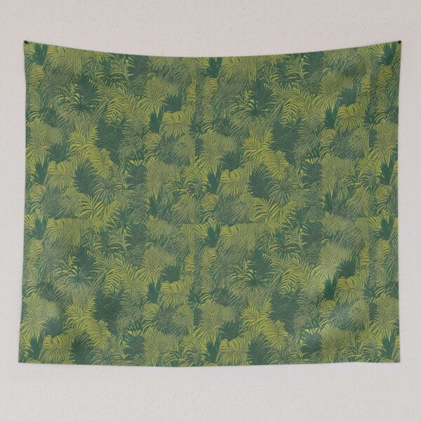 Item preview, Exotic jungle pattern palm leaves in various shades of green jungle designed and sold by Frostquest.