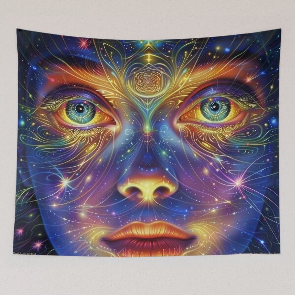 Artikelvorschau, Himmlische Sternensaat-Frau in fraktaler DMT-Kunst - Kosmisches Erwachen entworfen und verkauft von Mystikos Art.