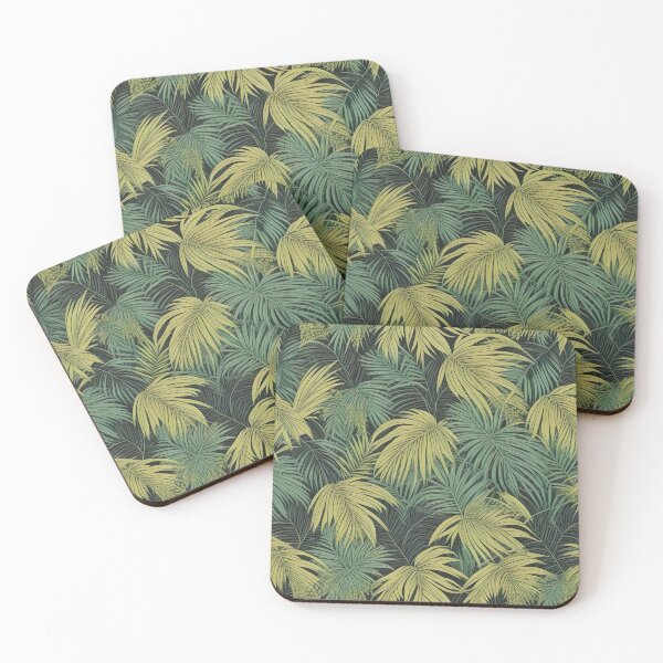 Item preview, Exotic jungle pattern palm leaves in various shades of green jungle designed and sold by Frostquest.