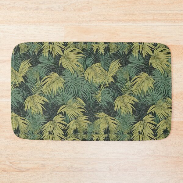 Item preview, Exotic jungle pattern palm leaves in various shades of green jungle designed and sold by Frostquest.