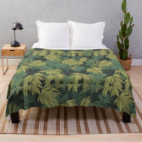 Item preview, Exotic jungle pattern palm leaves in various shades of green jungle designed and sold by Frostquest.