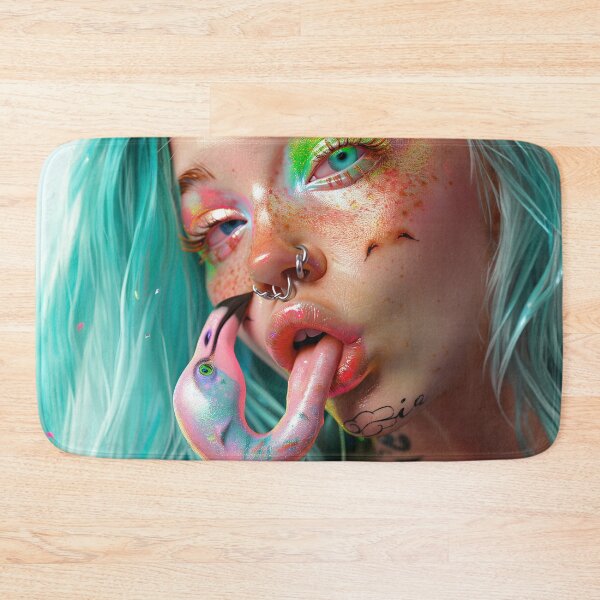 Item preview, Eccentric Surreal Hipster Girl with Flamingo - Weirdcore Artwork designed and sold by Mystikos Art.