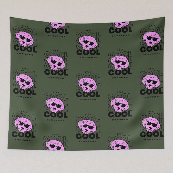 Item preview, Stay Cool Everywhere | Dog Illustration | Green Background designed and sold by RM-Journey.