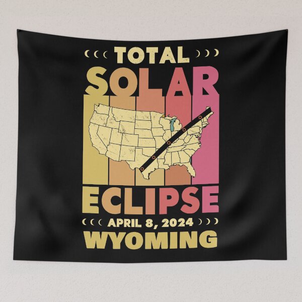 Item preview, Wyoming Total Solar Eclipse with MAP - in Sun Hues 2024 April 8 designed and sold by EmeraldeaArt.