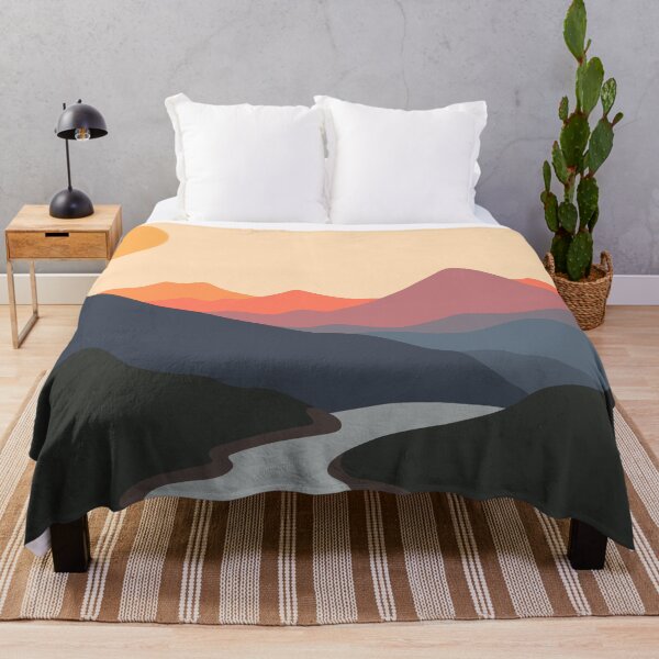 Item preview, Simple Colorful Mountain River Landscape designed and sold by art-by-soma.