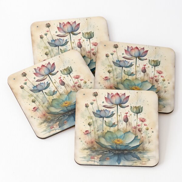 Item preview, Purple lotus  and red wildflowers  designed and sold by Coolparrotgirl.