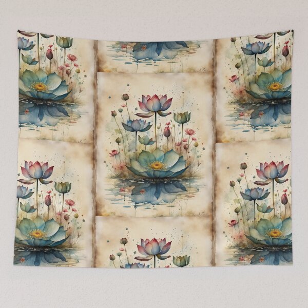 Item preview, Purple lotus  and red wildflowers  designed and sold by Coolparrotgirl.