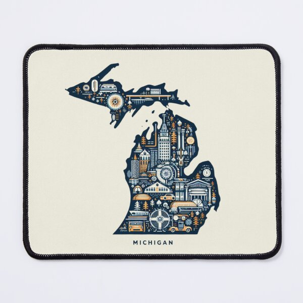 Item preview, Michigan, Vintage Abstract Symbolic Sights Animation designed and sold by Gaborai.
