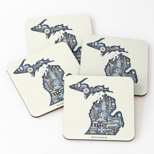 Item preview, Michigan, Vintage Abstract Symbolic Sights Animation designed and sold by Gaborai.