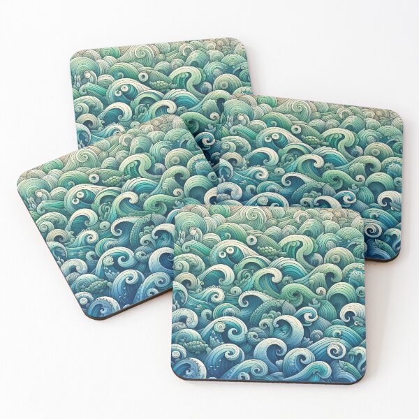 Item preview, Oceanic Whorls: Serpentine Waves in Aquatic Hues Dance designed and sold by ArtComixHaven.