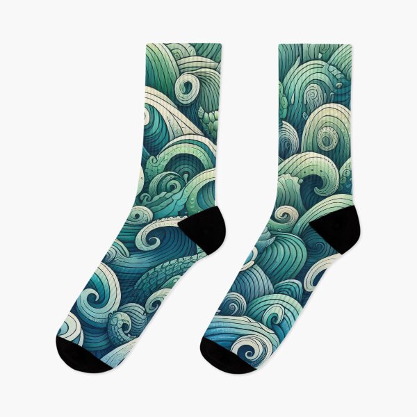 Item preview, Oceanic Whorls: Serpentine Waves in Aquatic Hues Dance designed and sold by ArtComixHaven.